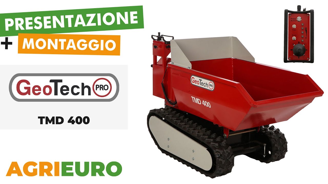 Presentazione e montaggio Motocarriola a batteria GeoTech-Pro TMD 400 - Dumper 400Kg