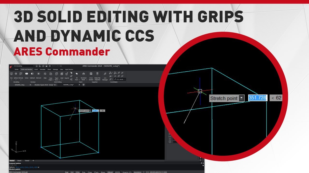 3D Solid Editing with Grips and Dynamic CCS | ARES Commander