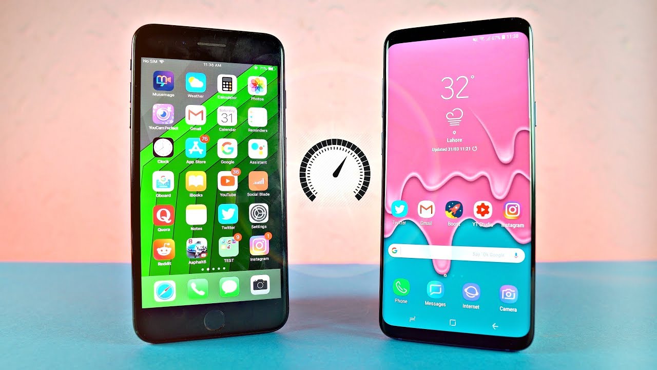 Samsung Galaxy S9 Plus vs iPhone 7 Plus - Speed Test!