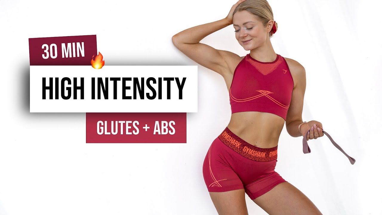 30 MIN KILLER HIIT, GLUTES & ABS, Optional with Mini Band - Home Workout to Burn Fat - No Repeat