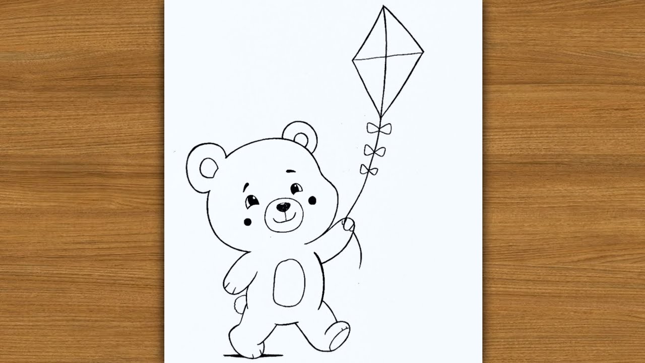 Рисунок летающего воздушного змея Teddybear | Рисунок ко Дню святого Валентина | День плюшевого м...