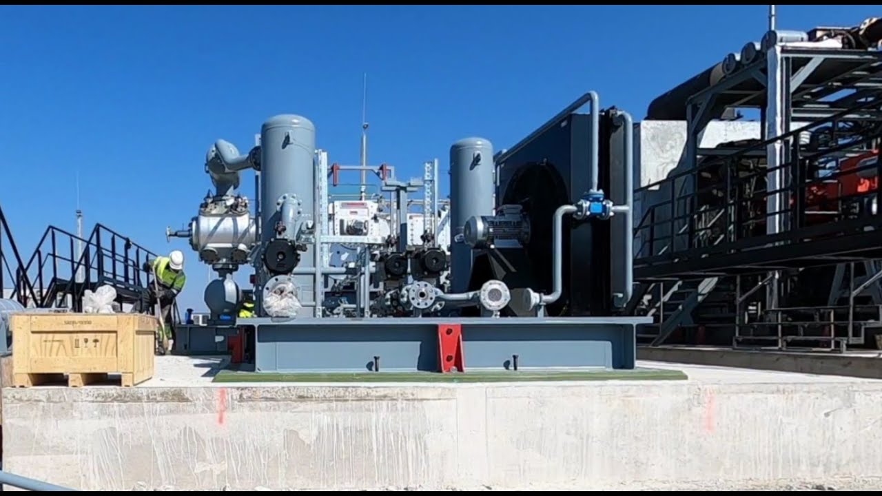 Electric compressor installation with epoxy grout