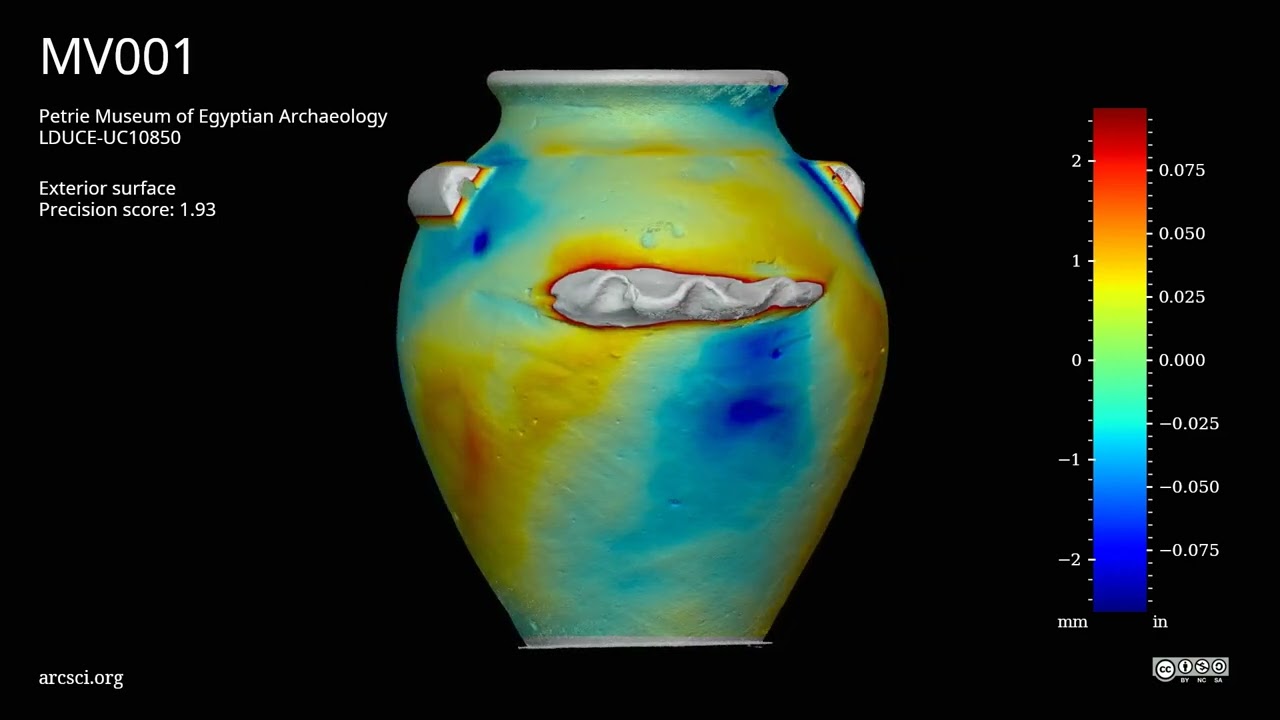 Museum Artifact MV001 - Exterior surface variability heatmap
