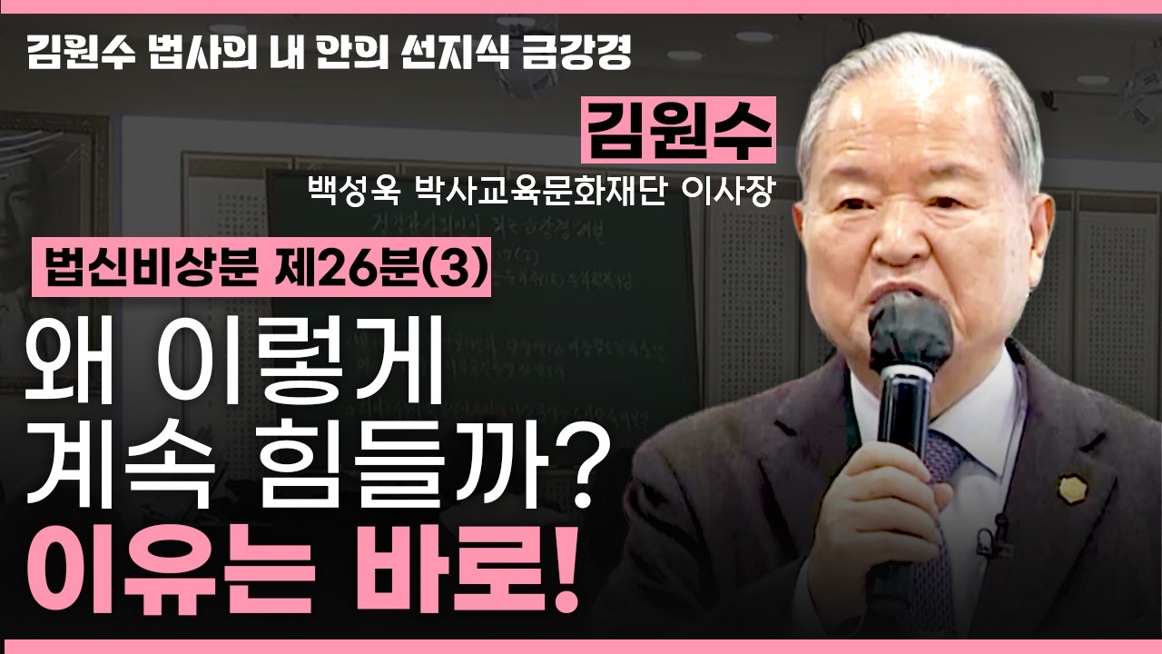 힘든 것도 순서가 있다?🥺 이렇게 하면 덜 힘들다!ㅣ법신비상분 제26분(3) [김원수 법사의 내안의 선지식 금강경 360회]