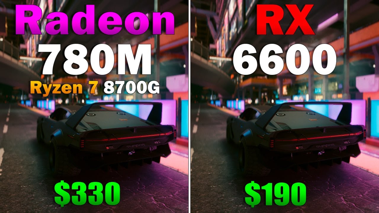 Ryzen 7 8700G (Radeon 780M) vs. RX 6600 8GB : Test in 8 Games 1080p