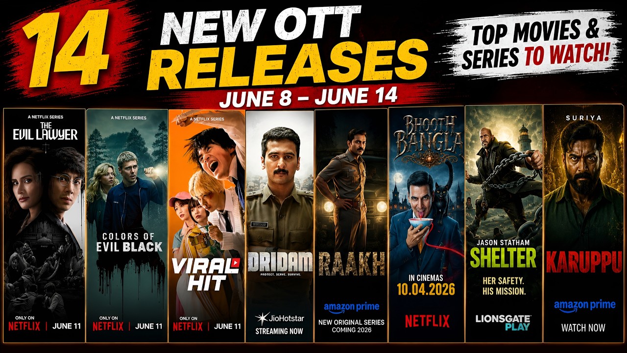 Top 14 New OTT Releases This Week | Netflix, Prime Video & JioHotstar (June 8-14)