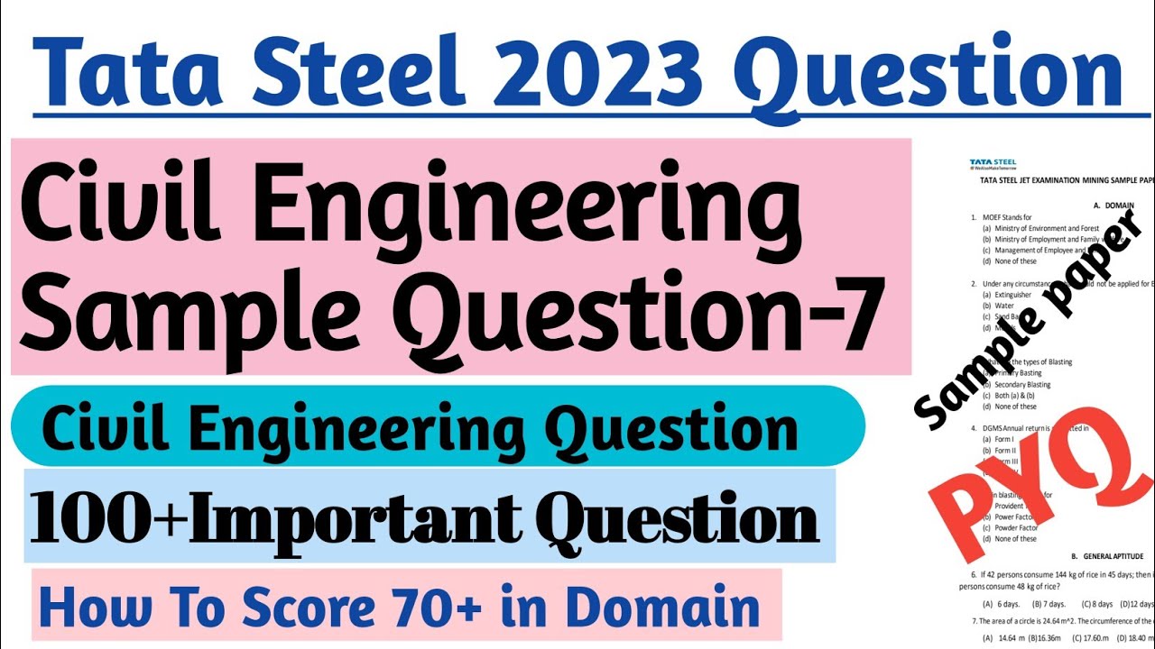 Tata Steel Jet 2023 Civil Engineering Sample paper Question //Tata Steel Jet Civil Previous Year
