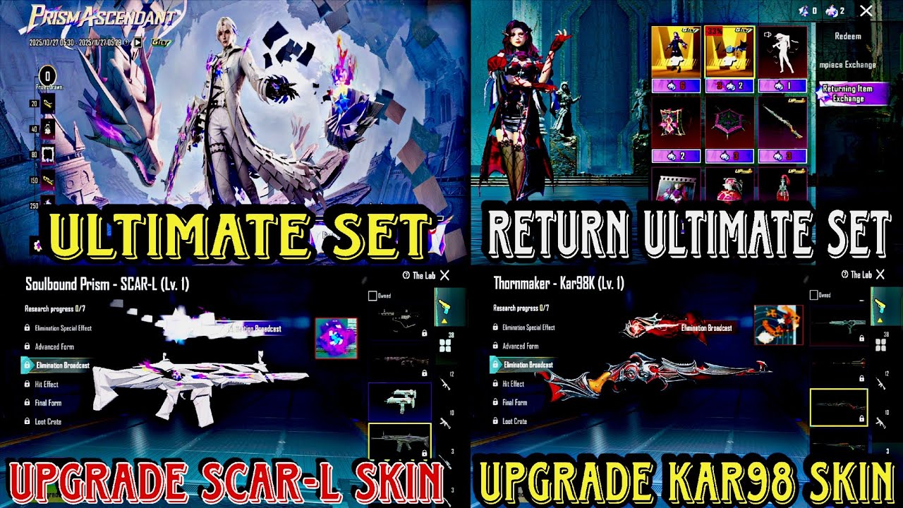 😱New Prism Ascendant Ultimate Set Create Opening| Tips&Trick Cheap Uc |SCAR-L&Kar98 Upgrade Gun Skin