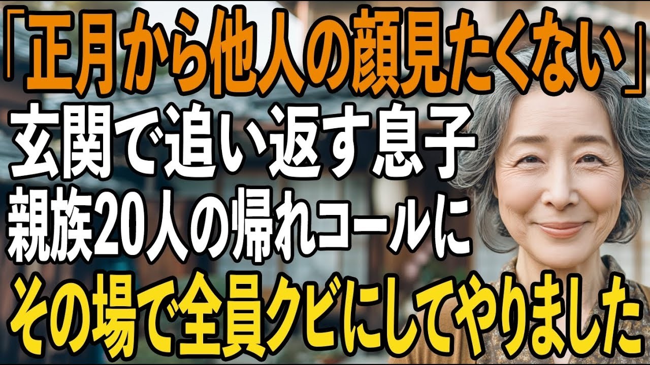 「新年なのに他人の顔は見たくない」正月の親族会で私だけ門前払いの息子夫婦。義家族の「帰れ！」コールを浴びたので→その場で全員クビにしてやった結果【シニアライフ】【60代以上の方へ】