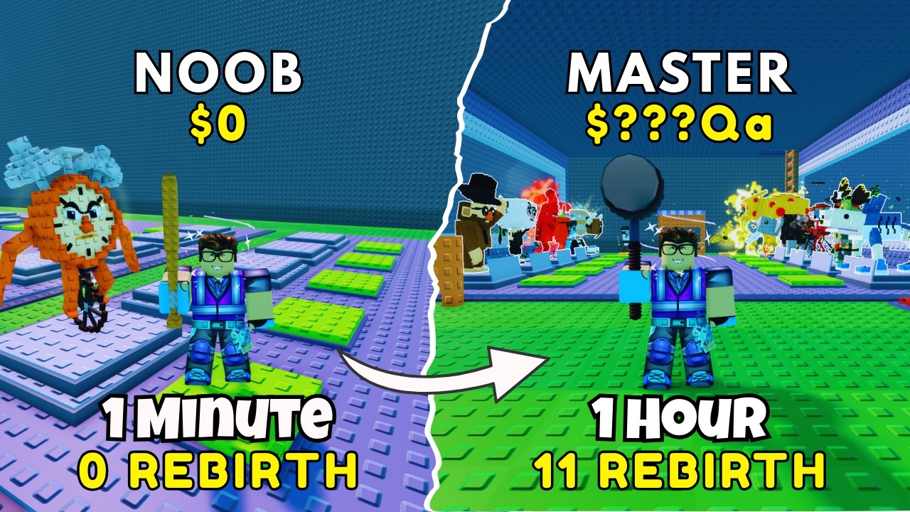 Noob to Pro in just 1 HOUR in Escape Waves For Lucky Block! (Roblox)
