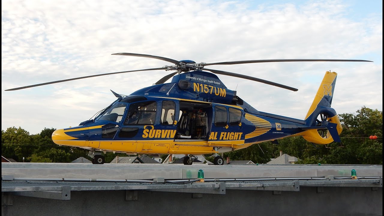 EC155 / H155 Start-Up & Takeoff Hospital Heliport University of Michigan - Airbus Eurocopter N157UM