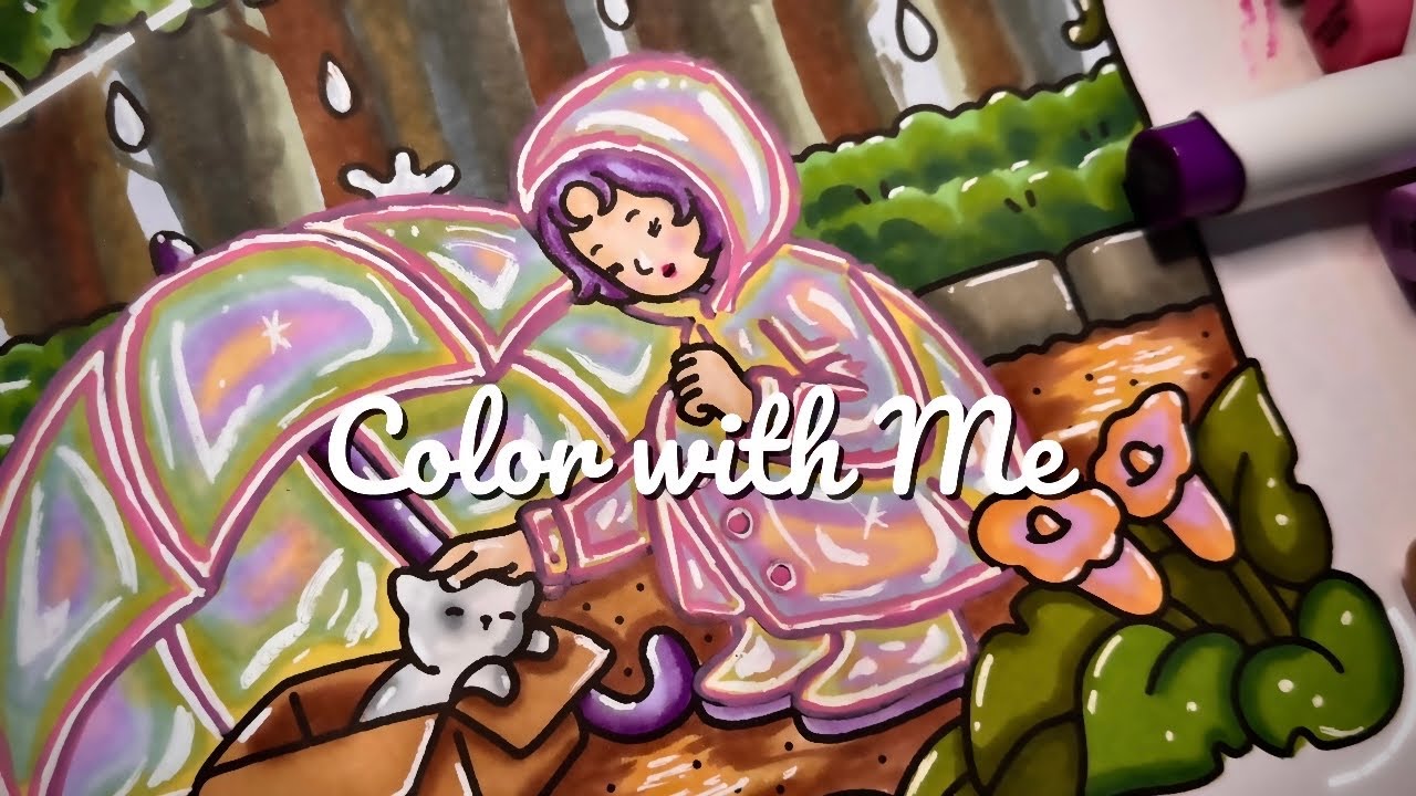 Rainy Forest Illustration | Relaxing Marker Coloring ASMR