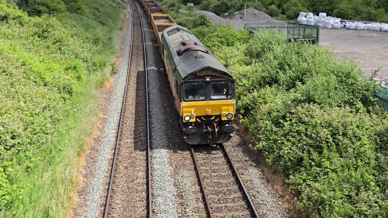 6c23  Westerleigh to westbury at Hawkeridge junction 66850 with lots of horns