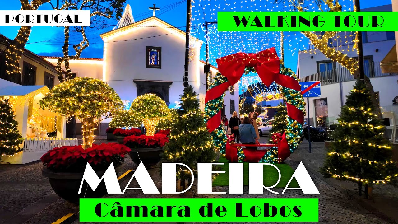 4K MADERA Câmara de Lobos WALKING TOUR Jak wygląda prawdziwa bożonarodzeniowa magia w Europie