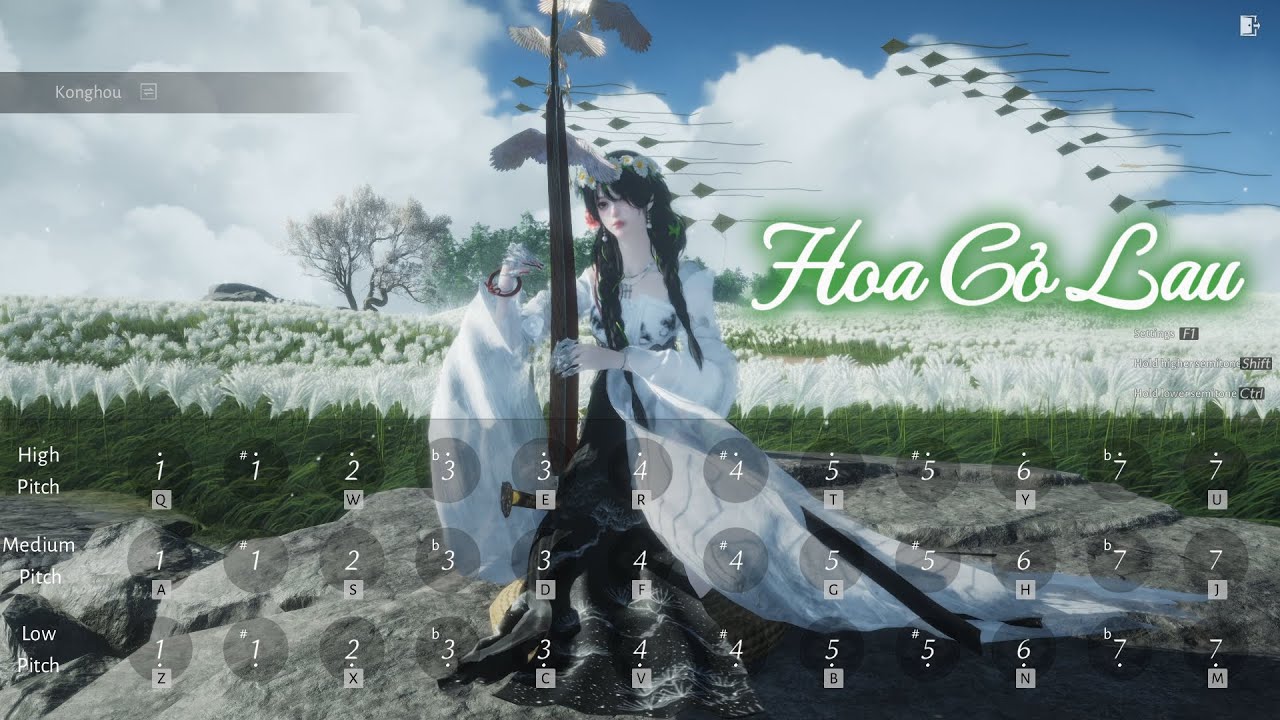 Where Winds Meet Instruments Konghou | Hoa Cỏ Lau | VN Theme Song