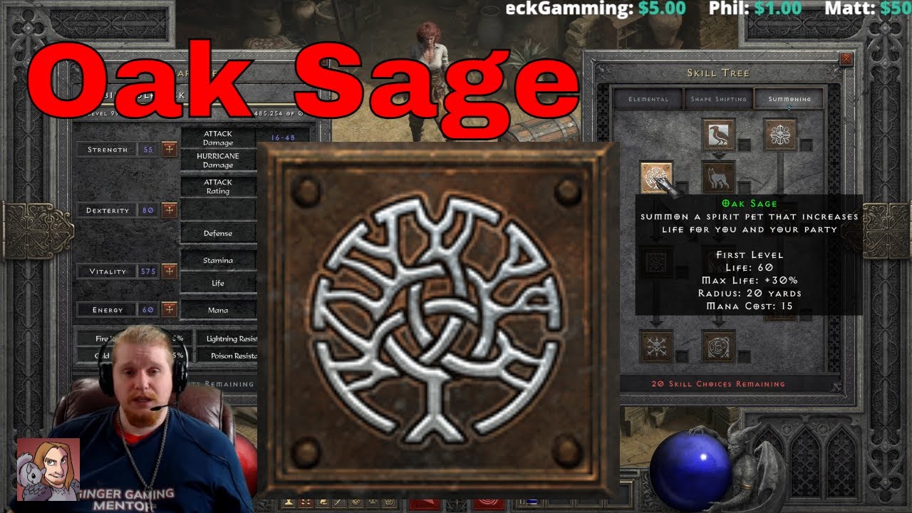 D2R Abilities & Skills - Oak Sage (Druid)