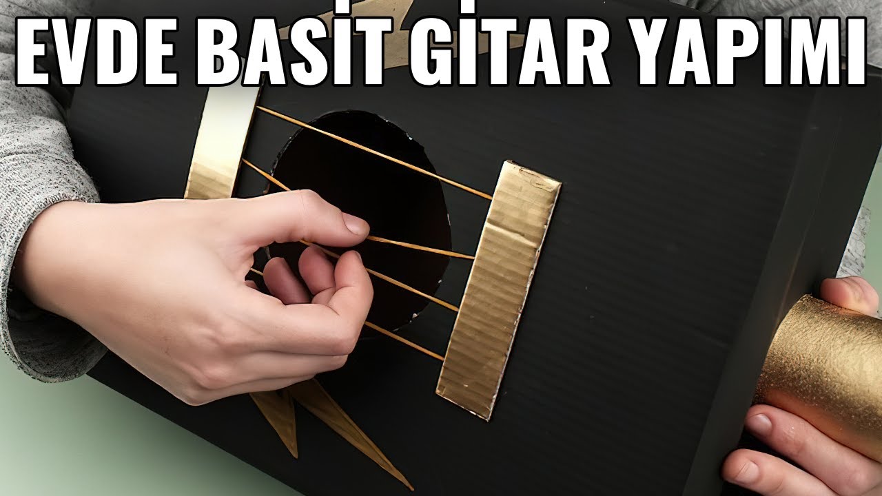 Evde Kolay Gitar Nasıl Yapılır? Ayakkabı Kutusu Lastik ile Oyuncak Gitar Yapımı