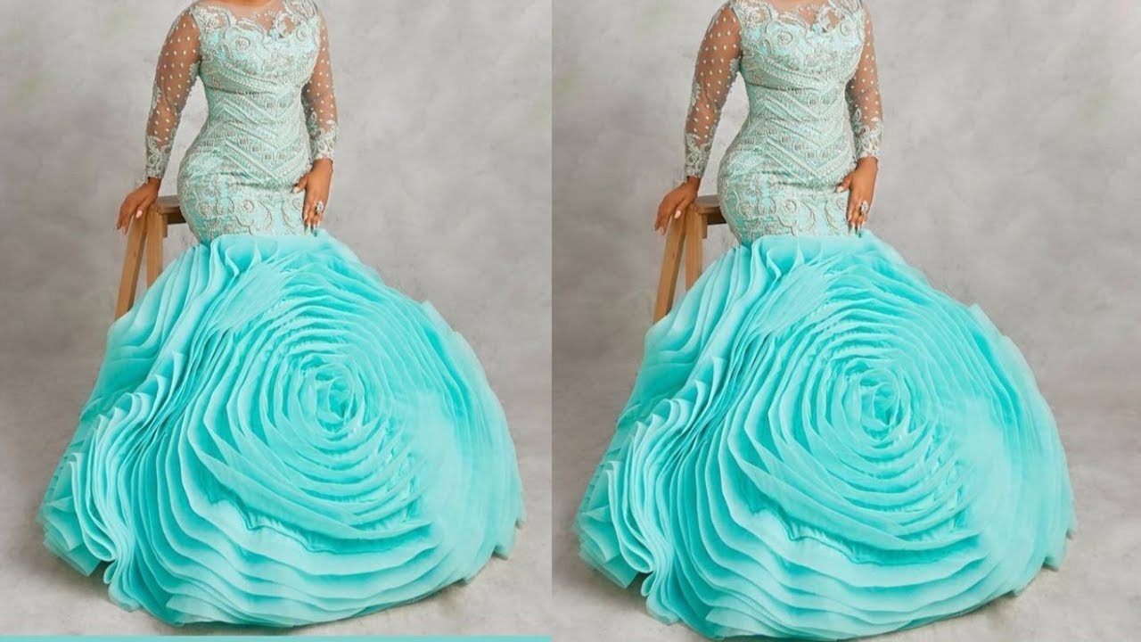 HOW TO CUT AND SEW TRENDY ROSE DESIGN FOR A BALL GOWN| DIY  BALL GOWN DESIGN