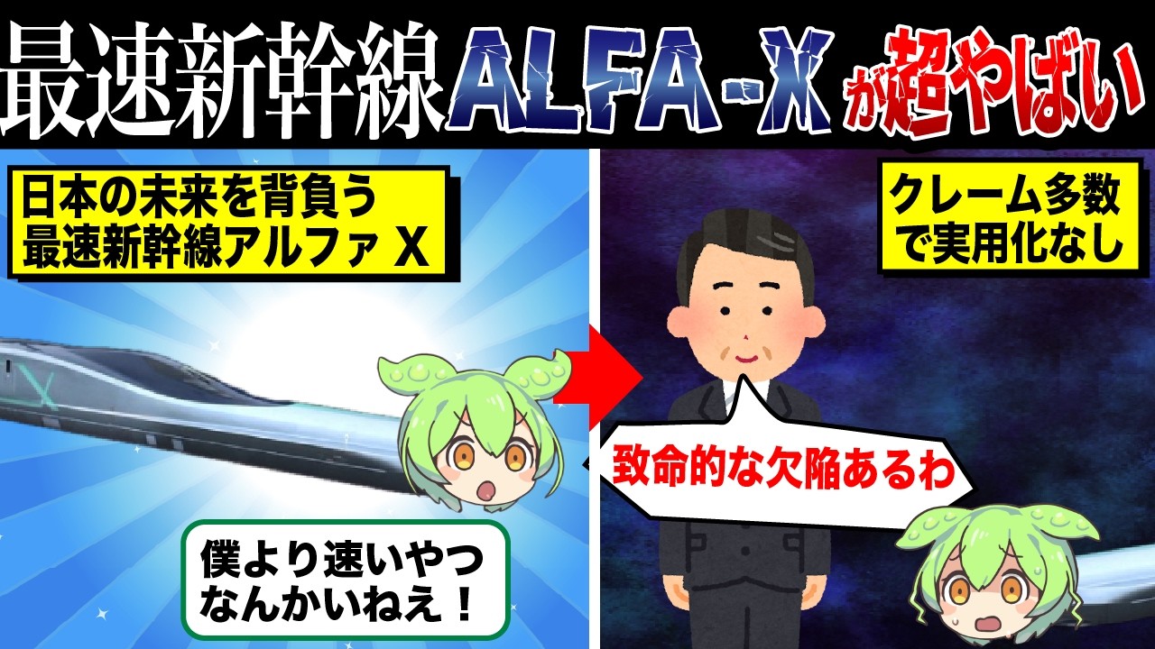 【時速400km越え！？】日本最速の新幹線「アルファ X」【ずんだもん&ゆっくり解説】