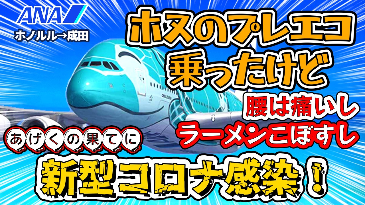 【ハワイ最新】フライングホヌのプレミアムエコノミー搭乗記は失敗のオンパレード。どん臭いのもほどがある！散々な目に遭いました～。挙句の果てに新型コロナに感染して帰国しました。全て自己責任！
