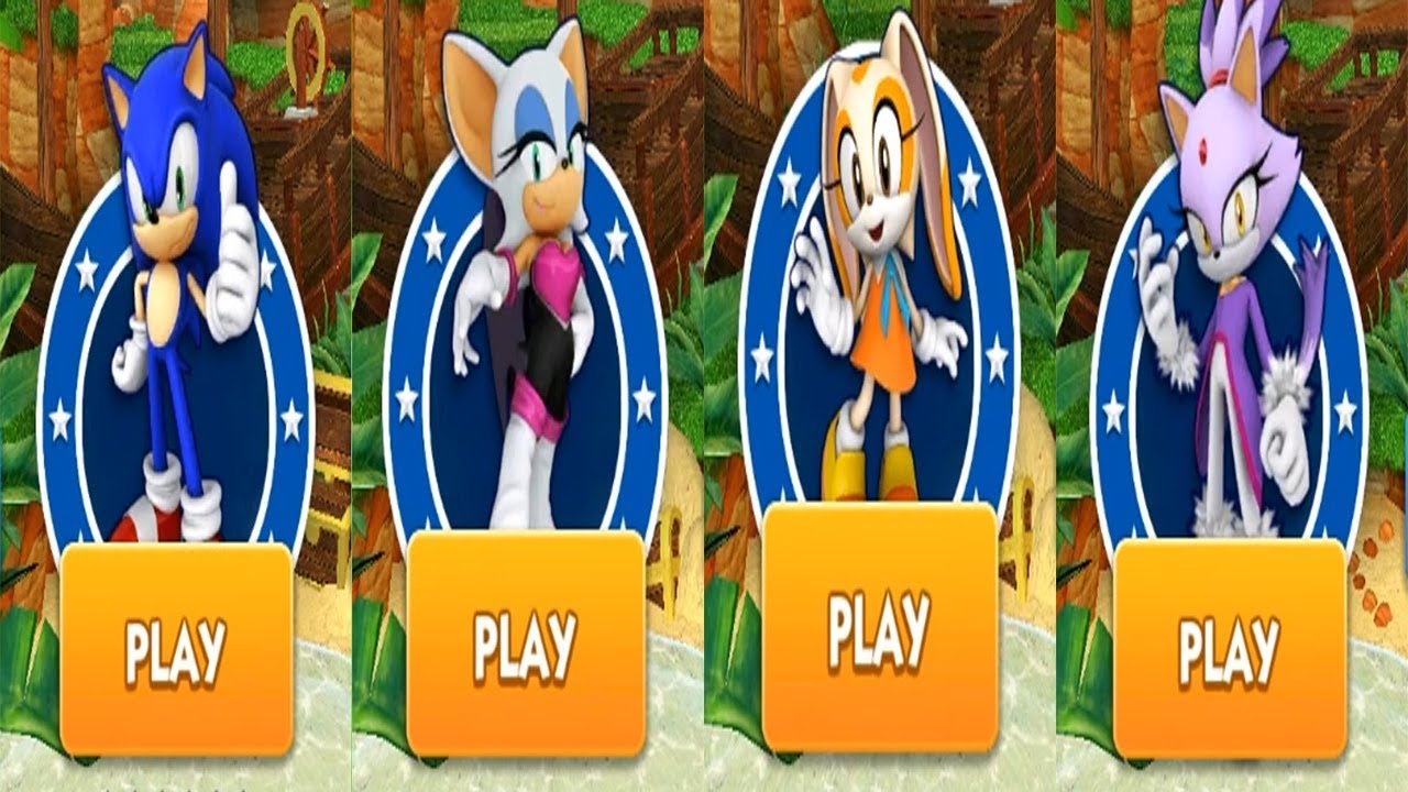 Sonic Dash Android Gameplay - SONIC VS ROUGE VS CREAM VS BLAZE