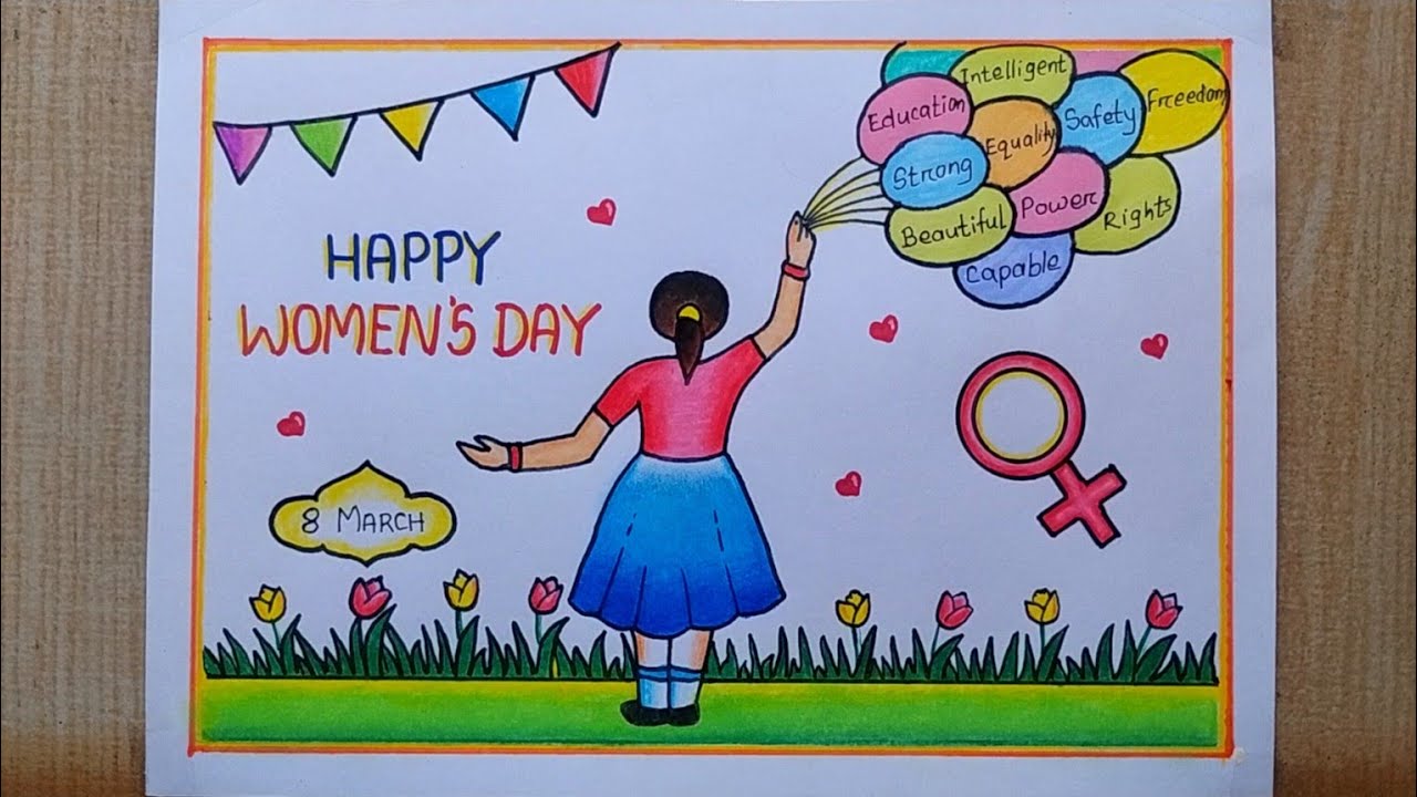 International Women's day drawing| Happy Women's day Poster| Easy Women's Day drawing