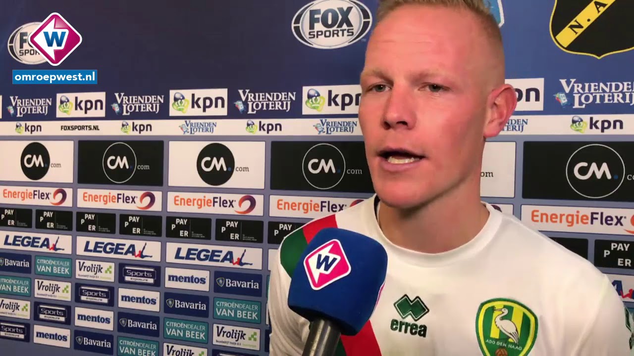 ADO-speler Tom Beugelsdijk jent NAC-supporters: ‘Lekker het logo kussen, heerlijk’