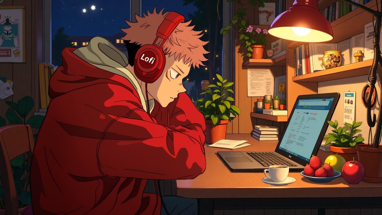 Cozy Night Study Room ✨ Anime Lofi Hip Hop Mix 🔥 Warm Lamp Ambience for Focus & Chill