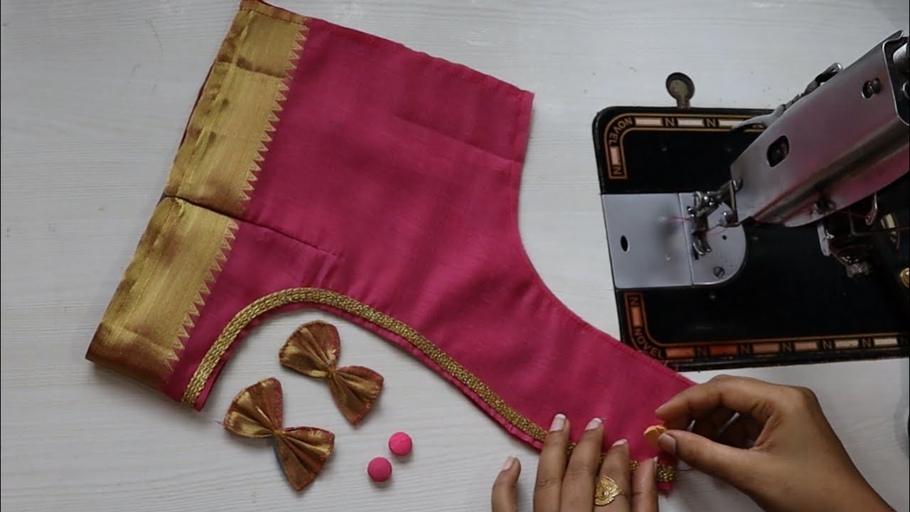 Very Easy and beautiful Border Blouse Design Cutting and Stitching | Silk Saree Back neck design|