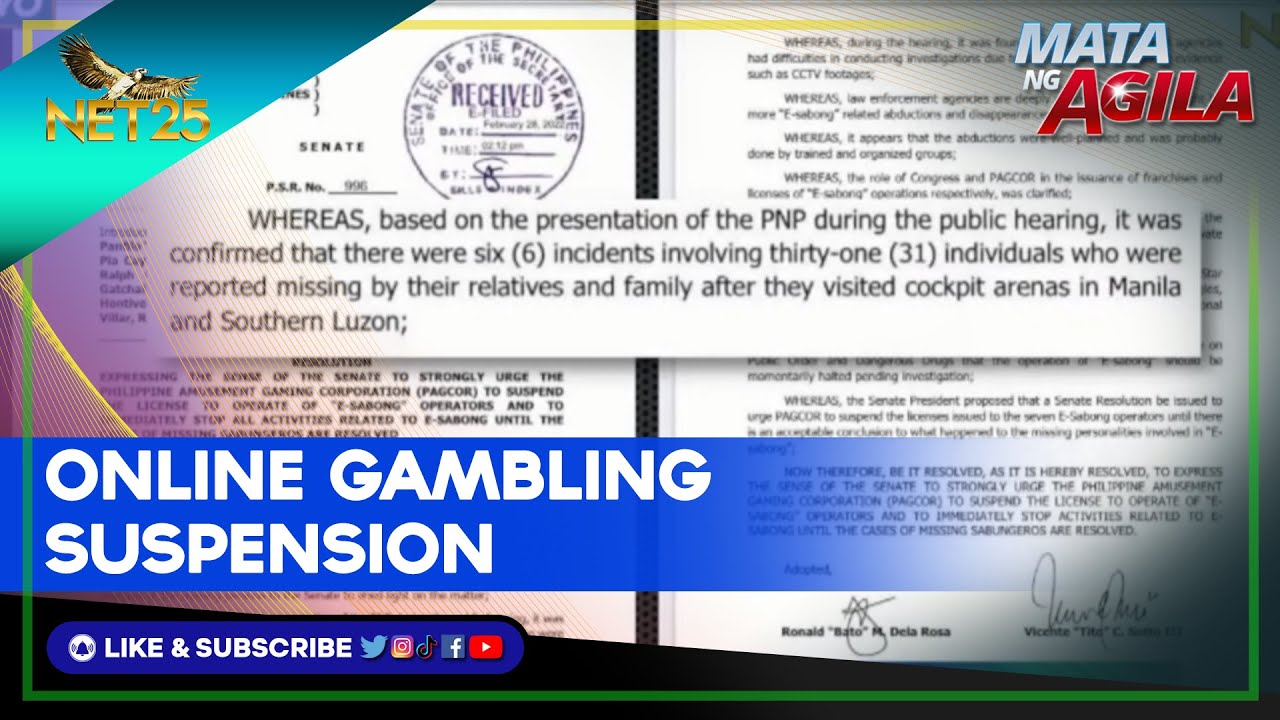 Operasyon ng E-Sabong, ipinasususpinde
