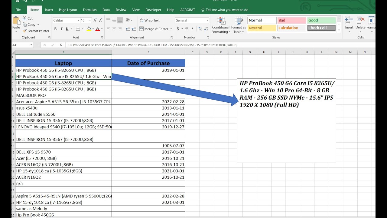 MS Excel show click cell text in text box 1