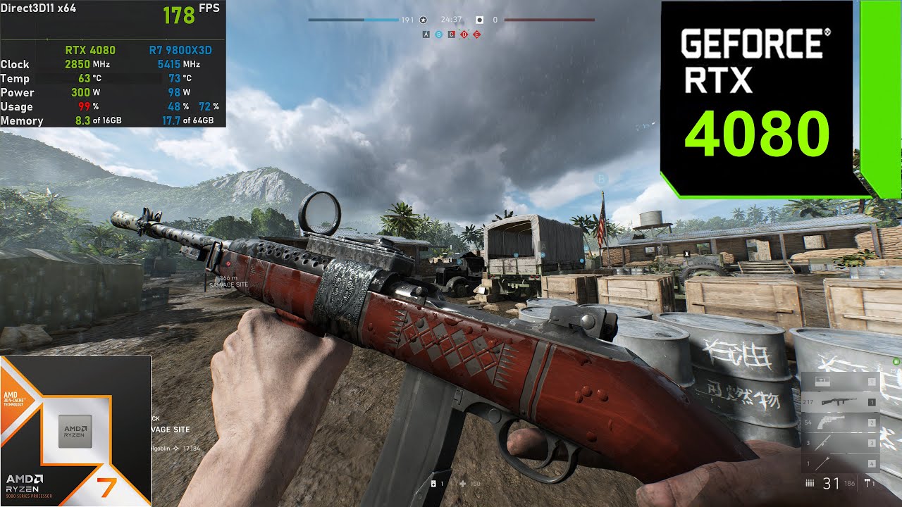RTX 4080 + Ryzen 7 9800X3D : Battlefield V - 4K (Tested in 2026)