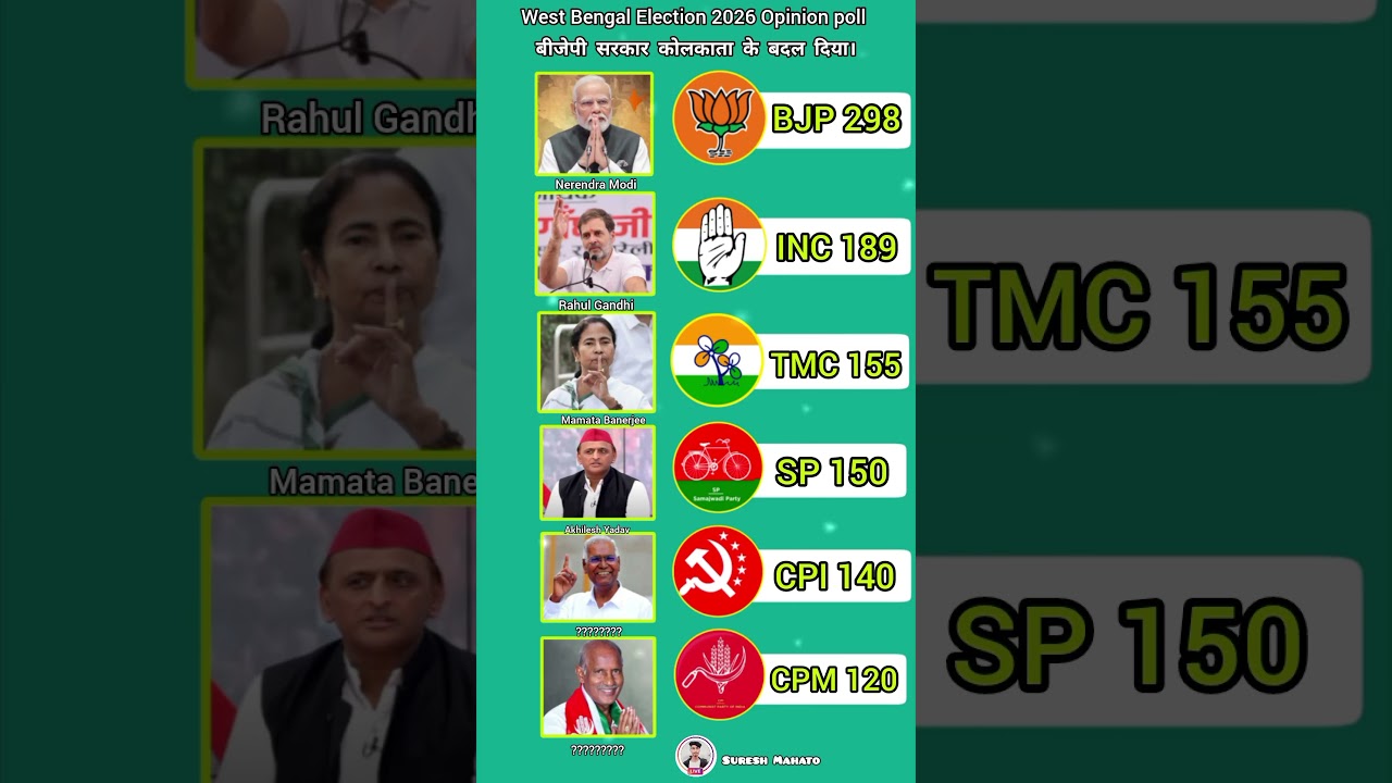 West Bengal Election 2026 Opinion Poll #shorts #india #politics #bjp #news #viral #vote #westbengal