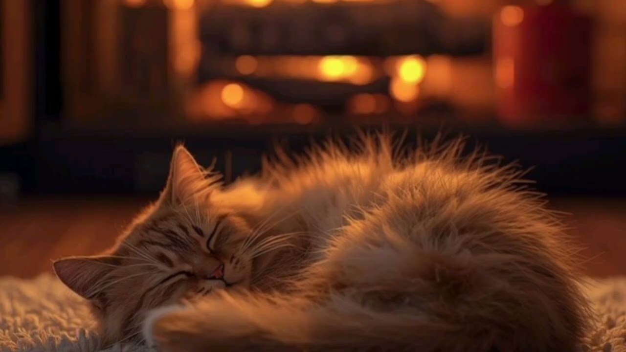 Cat Purring And Fireplace ASMR