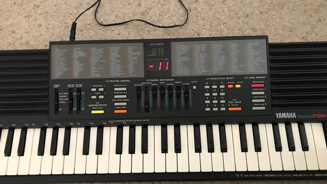 PSS 390 Demo song with Transpose to -11
