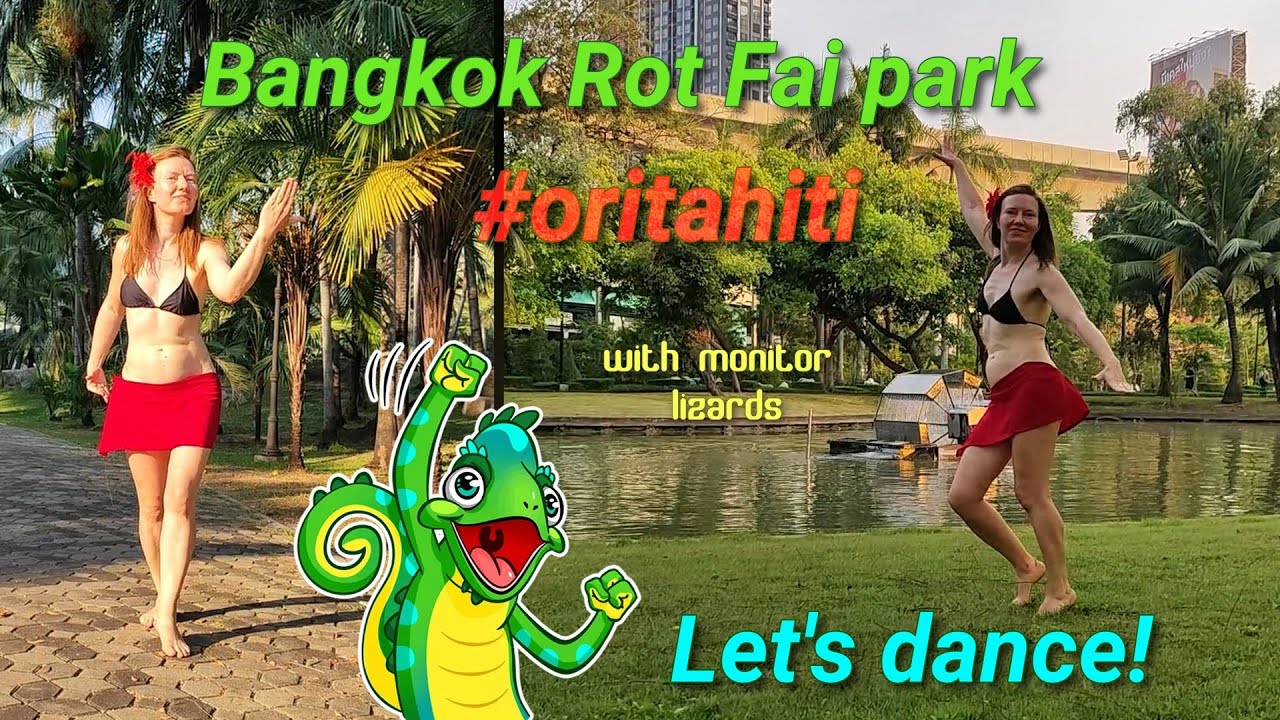 Bangkok Rot Fai Park #OriTahiti Dance with Monitor Lizards 😱🦎