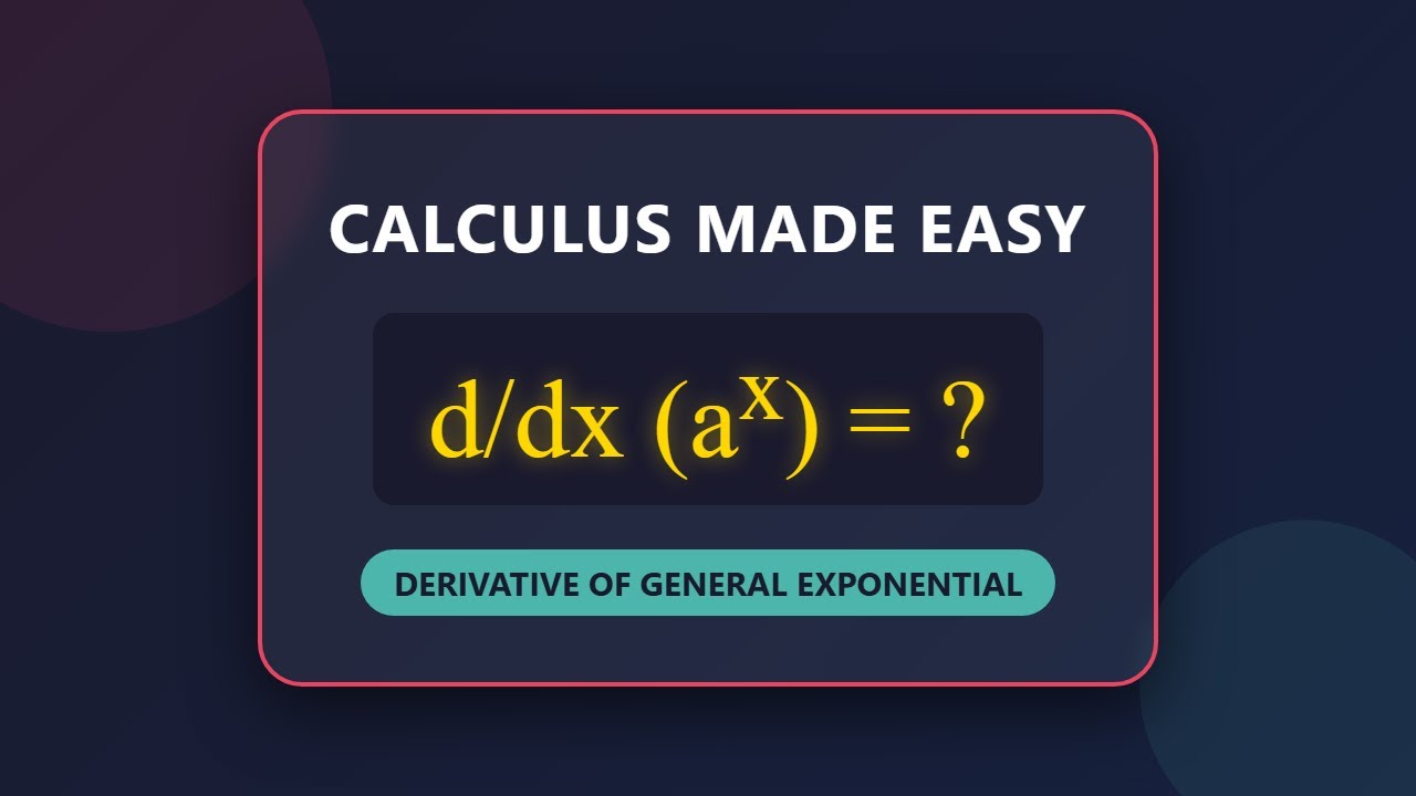 Derivative of General Exponential a^x Formula & Proof | Calculus 1
