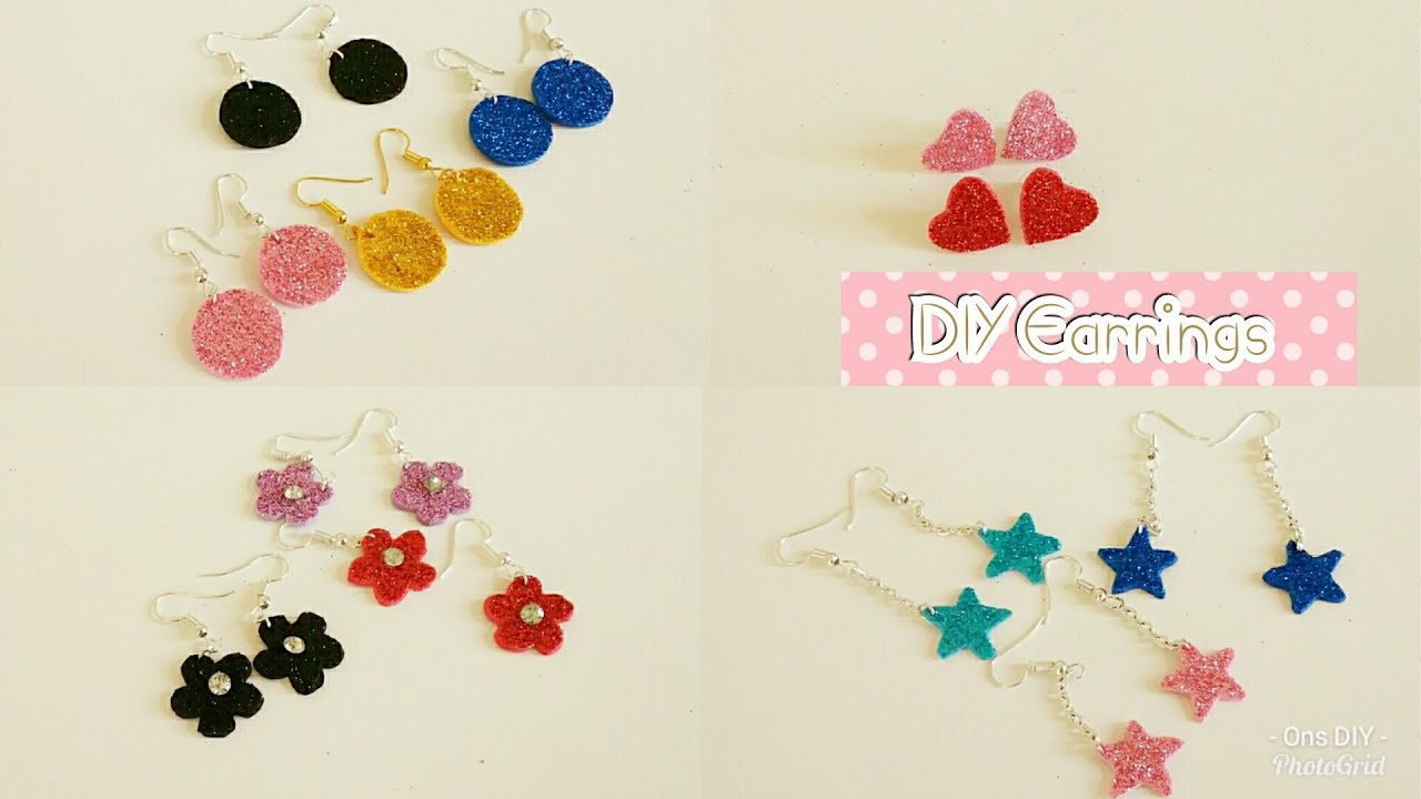 4 Different Styles of Glitter Foam Earrings - DIY Earrings