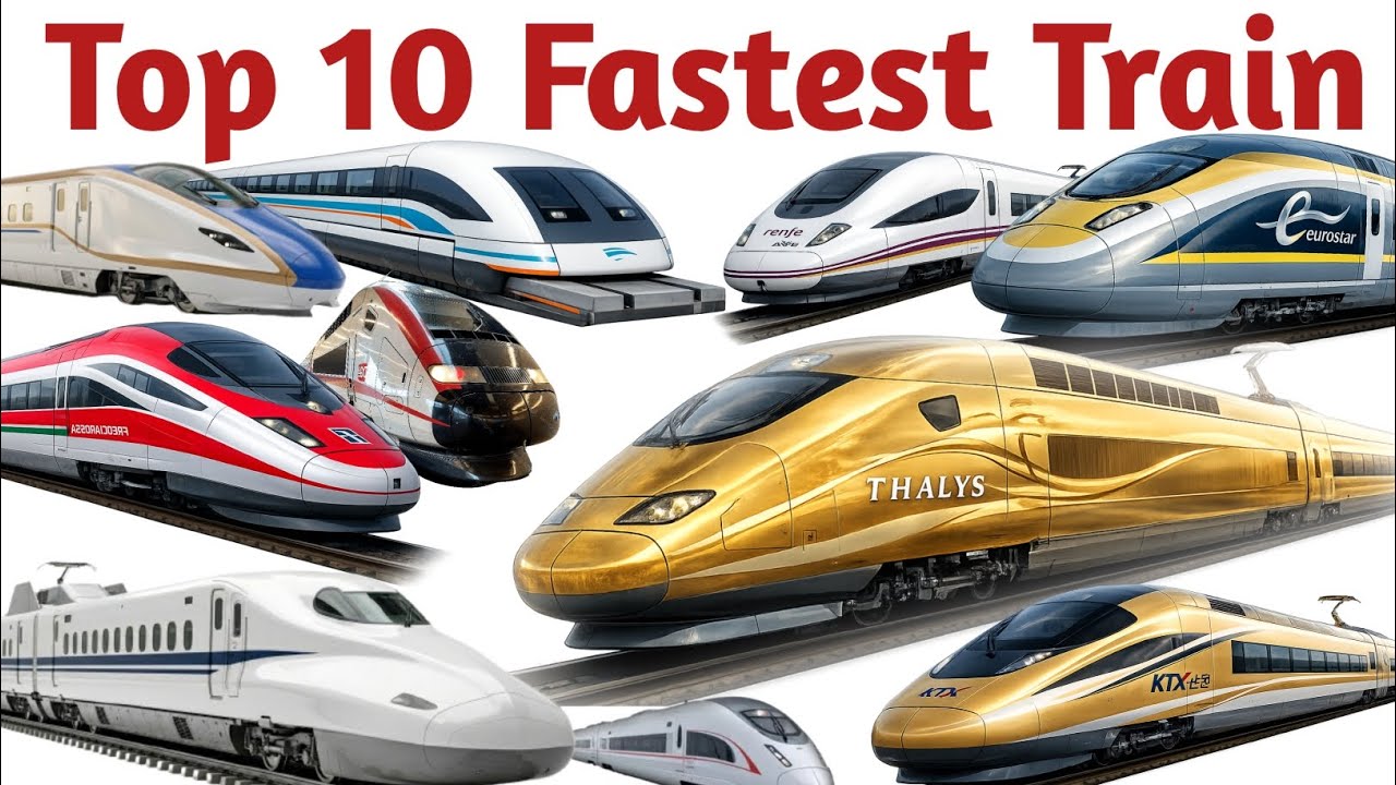 10 Fastest Trains in the World 🚄 | Train Names for Kids | Hindi English Learning 