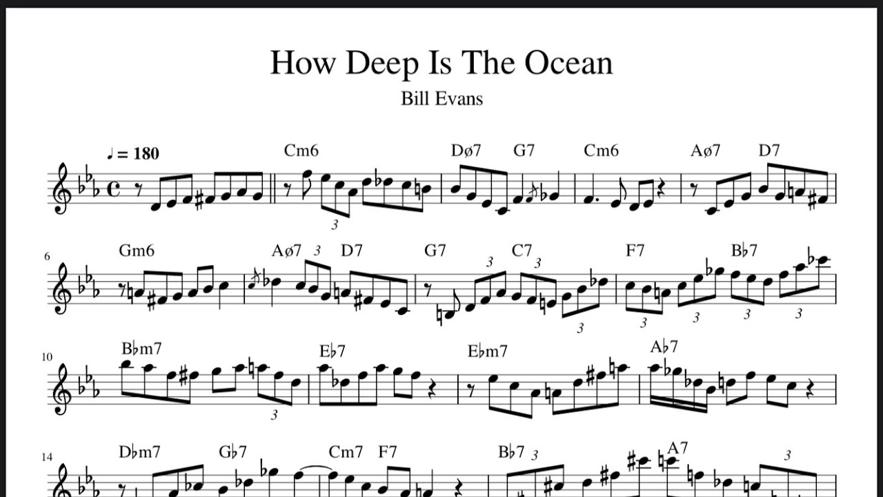 How Deep Is the Ocean (Jazz625) - Bill Evans Solo Transcription