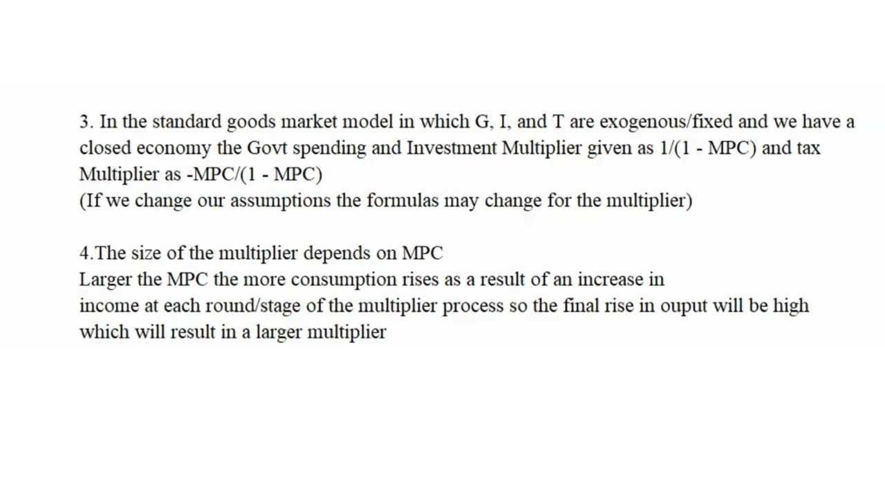 Features of Multiplier in Goods Market Model