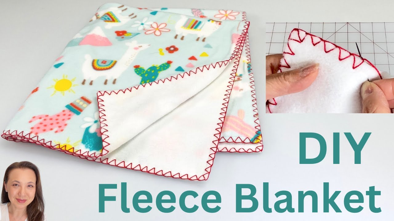 How to Make a Fleece Blanket with Closed Blanket Stitch Edge - DIY Baby Blanket