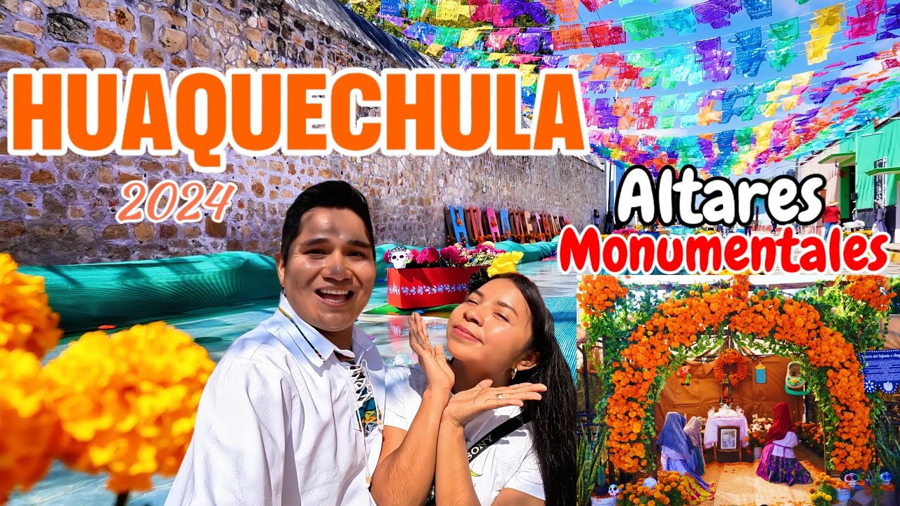 ASÍ SON LOS ALTARES MONUMENTALES EN HUAQUECHULA🔴 + Voladores ÁGUILA ✅ Día de muertos PUEBLA 🇲🇽 4K