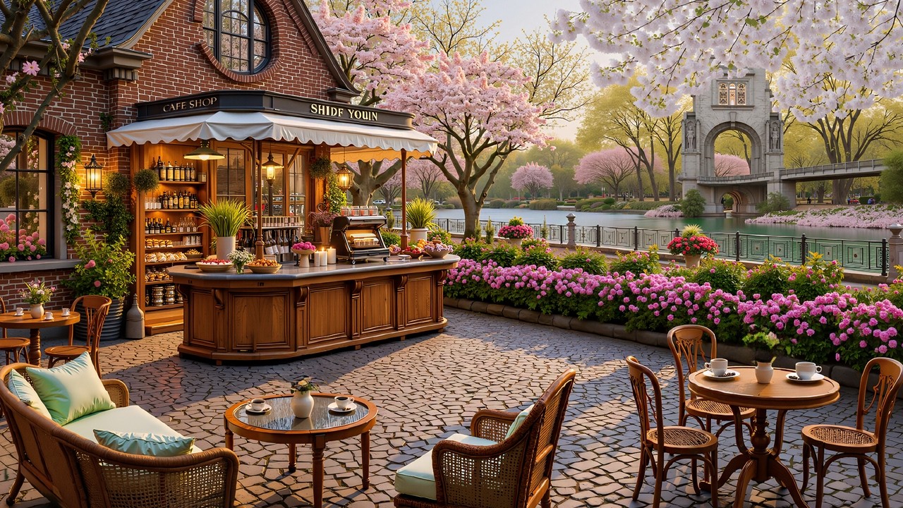 Bright Café Jazz with Outdoor Spring Ambience | Smooth Jazz for Creative Workflow