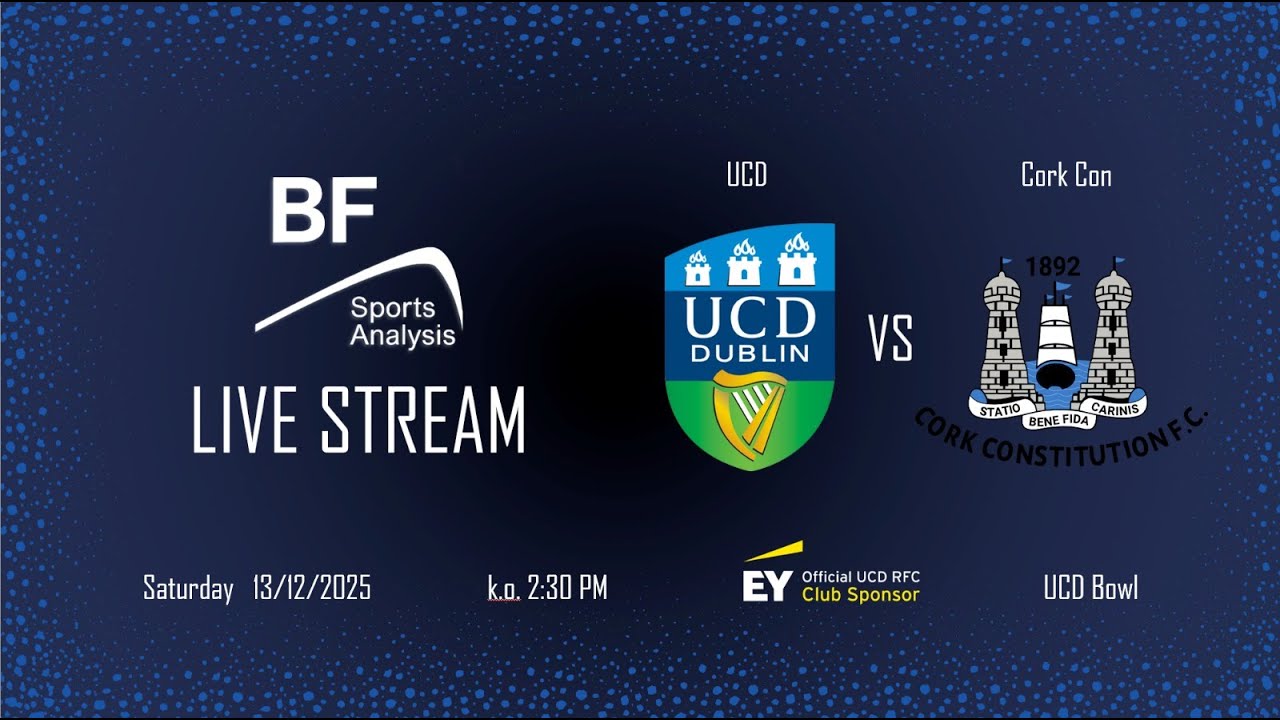 UCD v Cork Con, AIL Round 9, 2.30pm Sat. 13/12/25 streamed by BF Sports Analysis