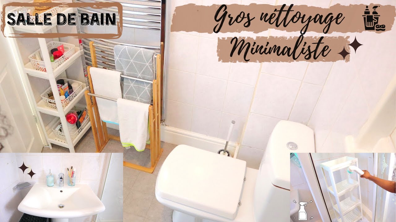 MA SALLE DE BAIN  MINIMALISTE: ROUTINE MÉNAGE & GROS DÉSENCOMBREMENT/ ASTUCES RANGEMENT ORGANISATION