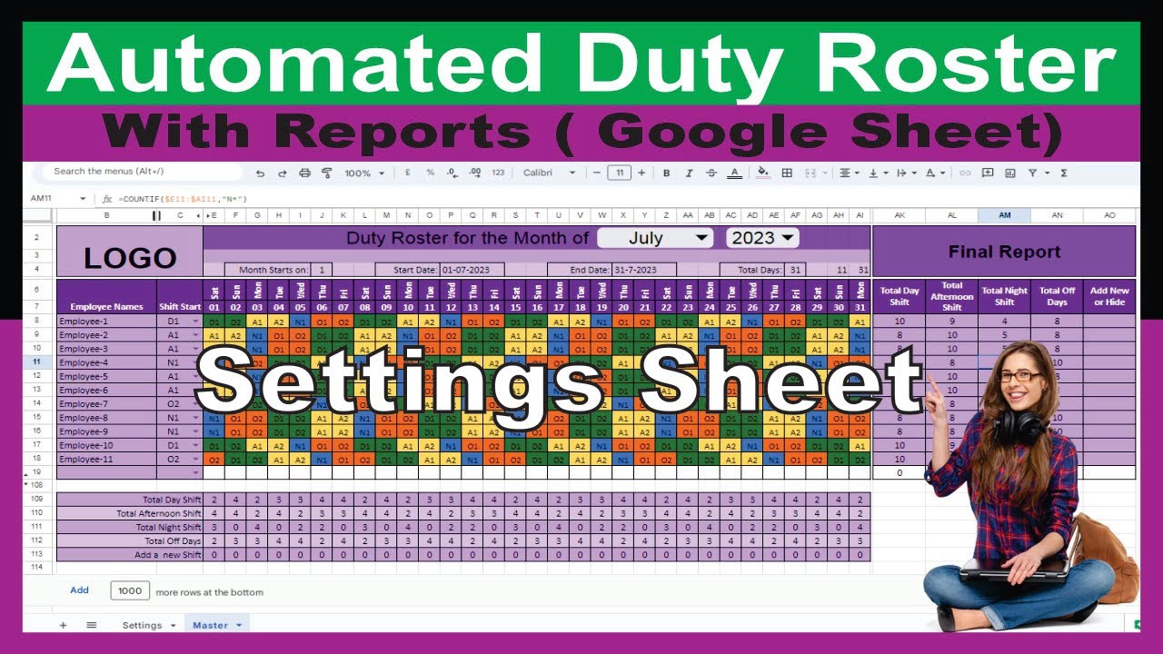 #288-How to Create Automated Monthly Duty Roster in Google Sheet | Automated Shift Schedule (Part-1)