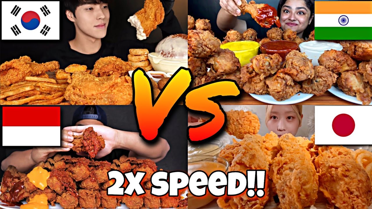 2X SPEED!!🔥ASMR MUKBANGERS AROUND THE WORLD EATING CRISPIEST CHICKEN🇮🇳🇵🇭🇮🇩🇰🇷🇯🇵🇺🇲FAST MOTION MUKBANG