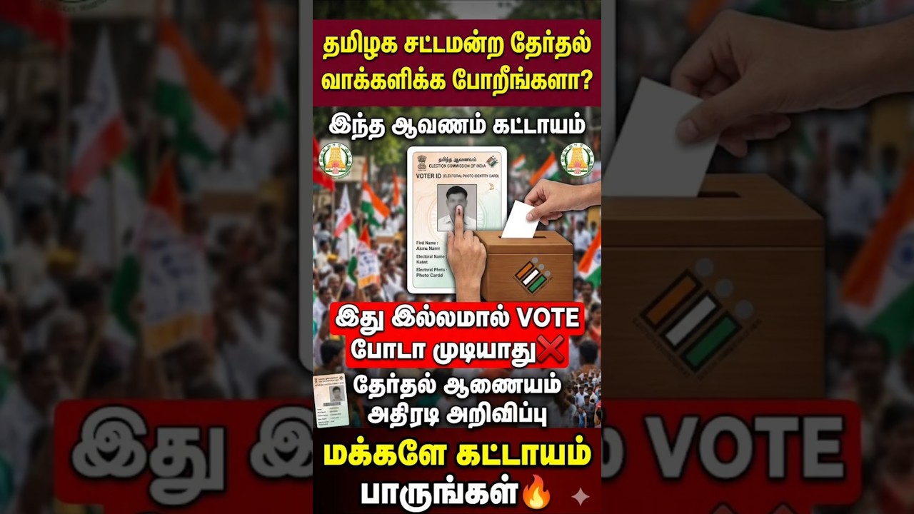 Vote போட போறீங்களா? இந்த ஒரு ஆவணம் இல்லனா கஷ்டம்! | 🔥 அதிரடி அறிவிப்பு! | tn election documents