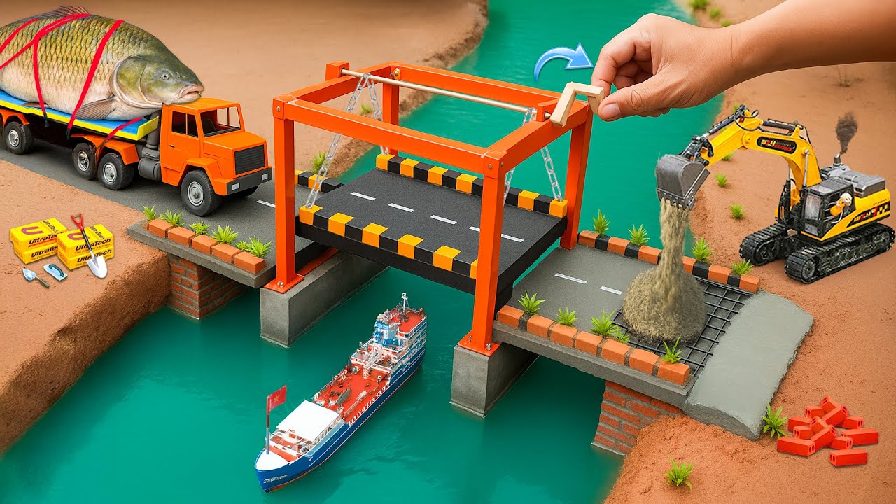 Diy Tractor Making Mini Construction of Modern Bridges Science Project | @MinMinTractor